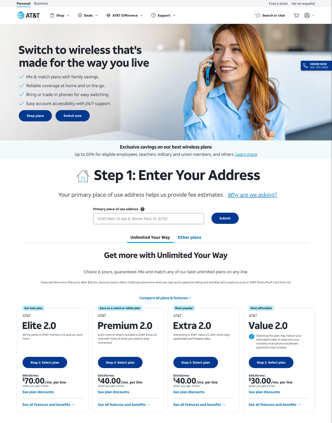 Wireless step 1: enter an address to see plan pricing