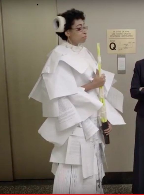 The other activation on the table: Be Office Leia, a wearable version of the paper dress from the pilot