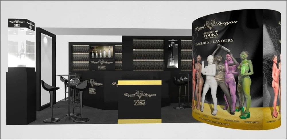 The stand at the TFWA World Exhibition in Cannes, built as a tasting bar rather than a display case. The Frontier Awards are presented at the same show