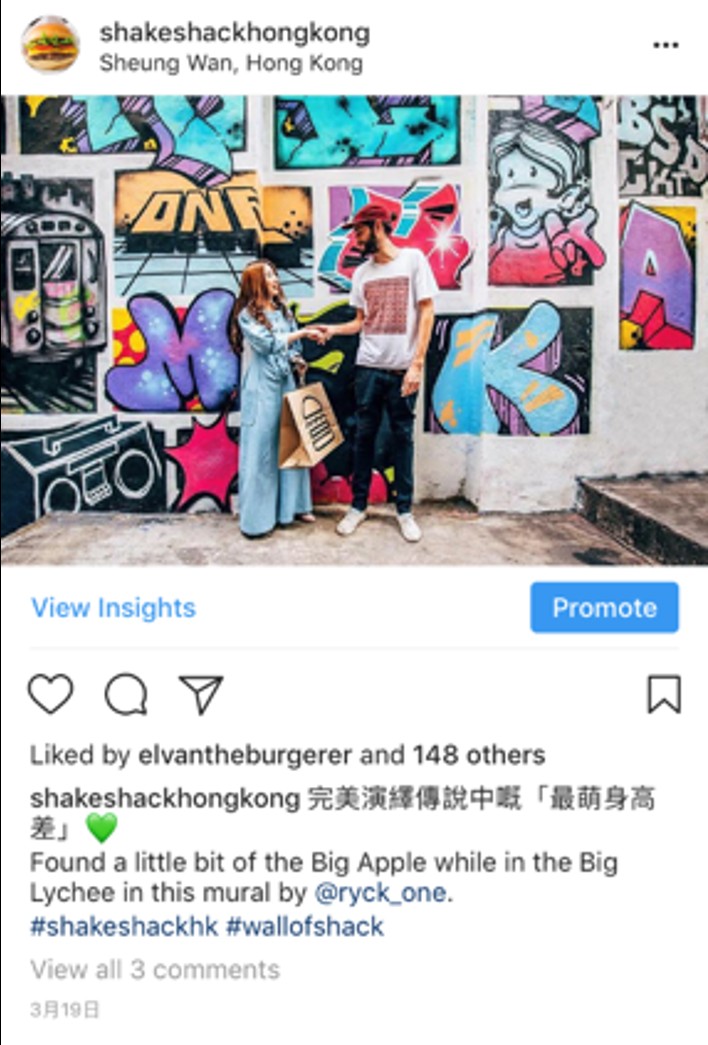 Sheung Wan. The mural already contained a New York subway car, so the caption simply named it: a little bit of the Big Apple while in the Big Lychee